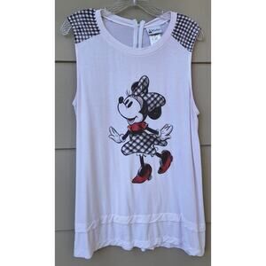 Disney Parks Minnie Mouse Gingham Tank Tunic Top White Black Red XL